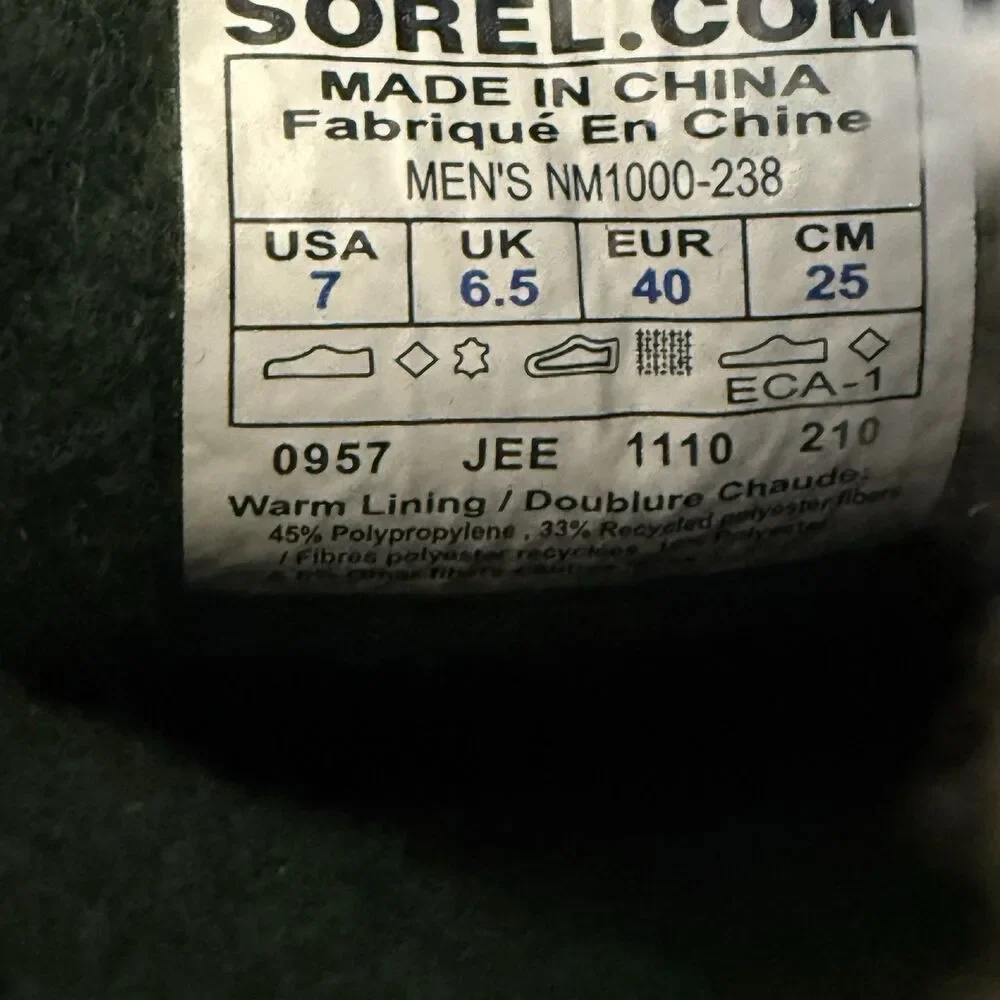 Sorel Caribou Men's Winter Snow Boots Brown Leather Lace Up Mid-Calf 7 US